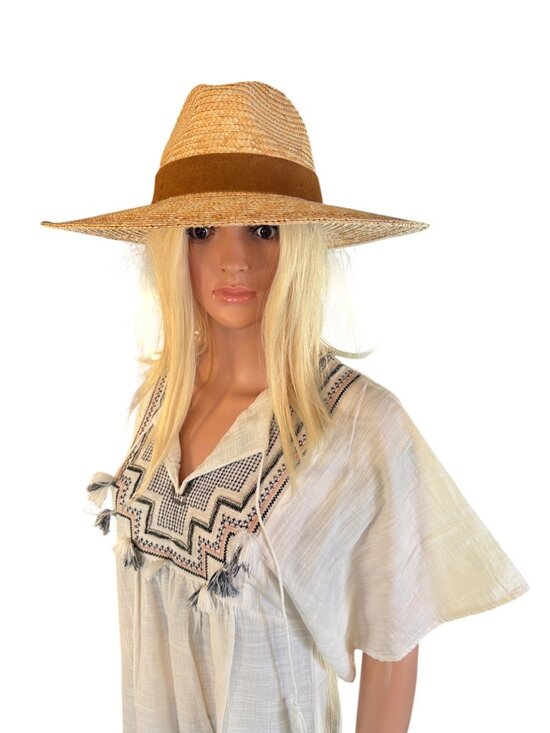 NWT Gigi Pip Isla Straw Fedora Hat S/M 57cm Adjustable Wide Brim Band MSRP$102 - Picture 3 of 17